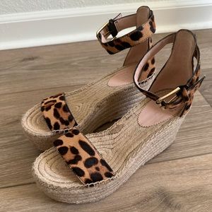 J Crew Leopard Print Platform Wedge Sandals